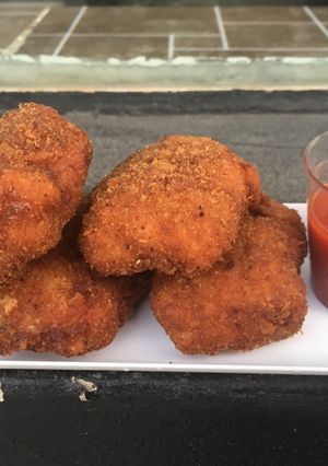 A picture of Home made chicken nuggets.