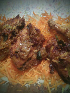 A picture of Oven chicken with salad.