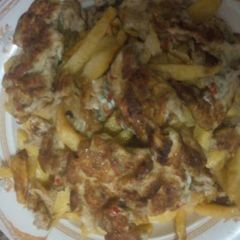 A picture of Potatoes and egg.