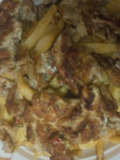 A picture of Potatoes and egg.
