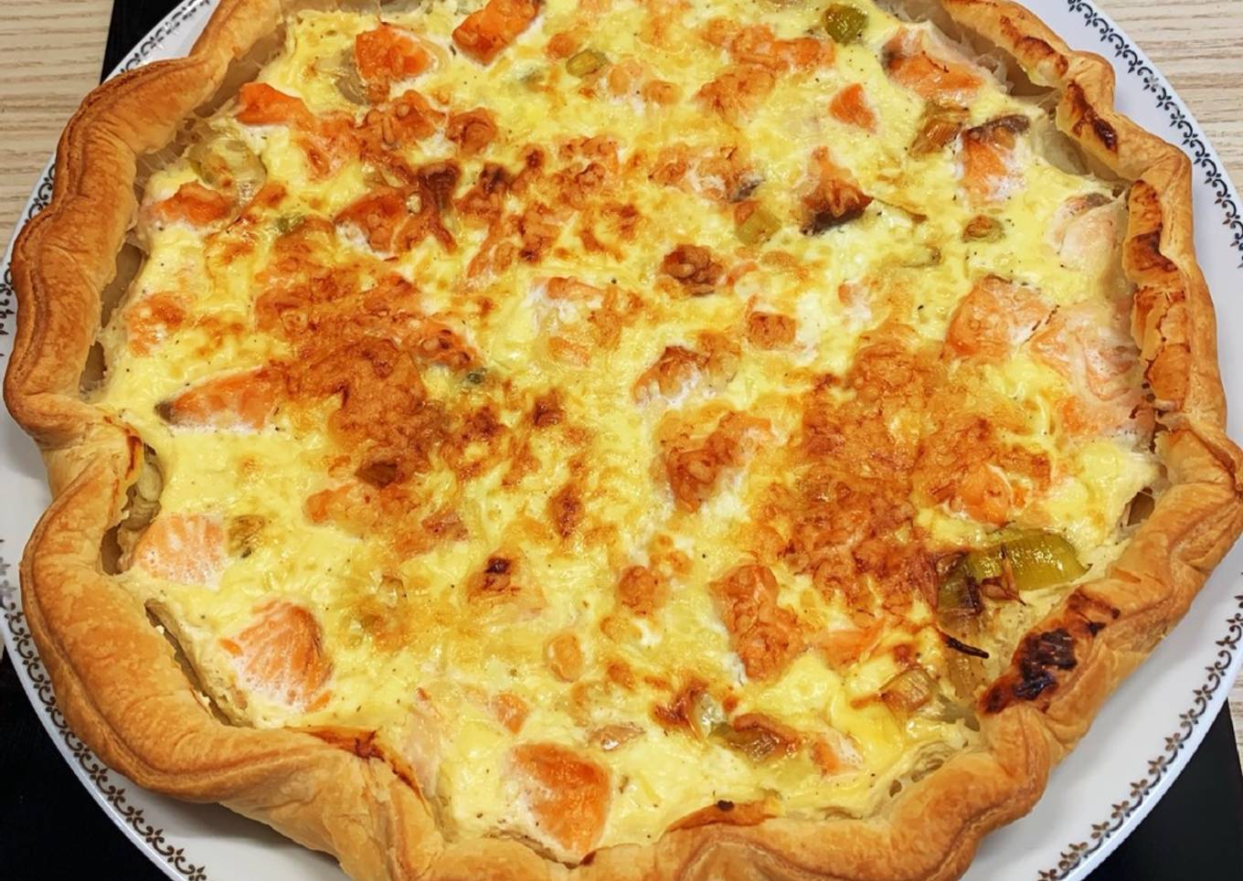 Tarte saumon philadelphia et poireaux