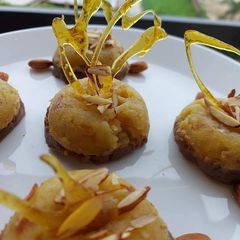 A picture of Almond potato halwa dessert.