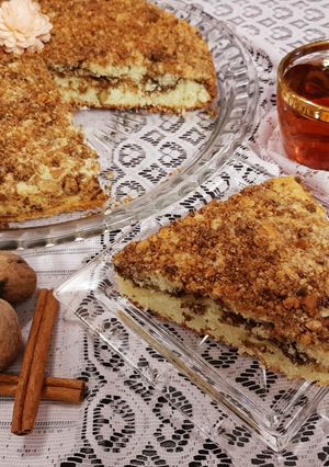 عکسی از دستور کیک کرامبل گردویی(Crumble Cake)😍