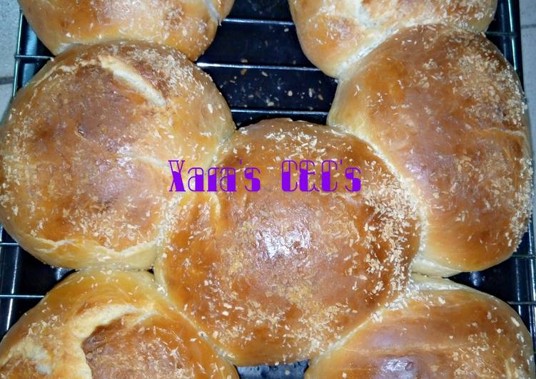 Homemade bread with sprinkled coconut