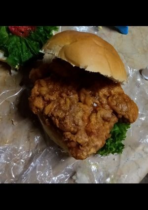 A picture of Sub ka favorite zinger burger.
