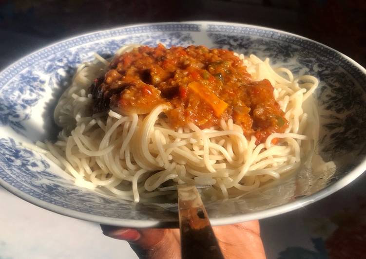 Recipe: Delicious Minced meat sauce with spaghetti This is A Recipe That Has Been Tested  From My Kitchen !!