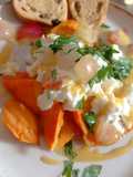 Batatas/Boniatos en mostaza & miel, con mozzarella, uva y perejil