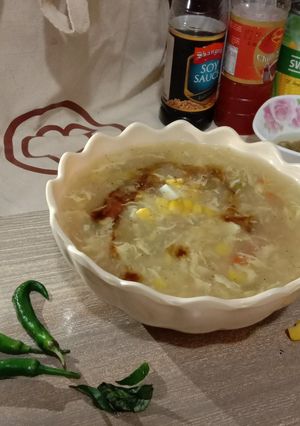 A picture of Chicken Corn Soup 🍲🍲🍲.