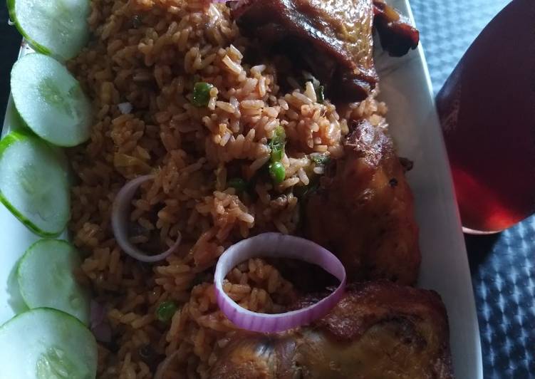 How to Make Favorite Birthday jollof with grilled chicken laps