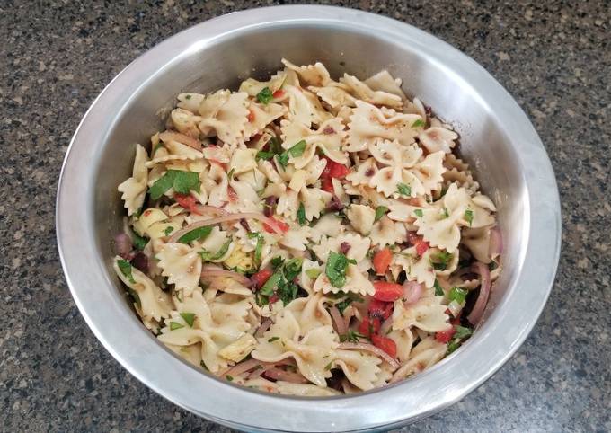 Recipe of Creative Roasted Red Pepper, Artichoke and Olive Pasta Salad for Lunch Recipe
