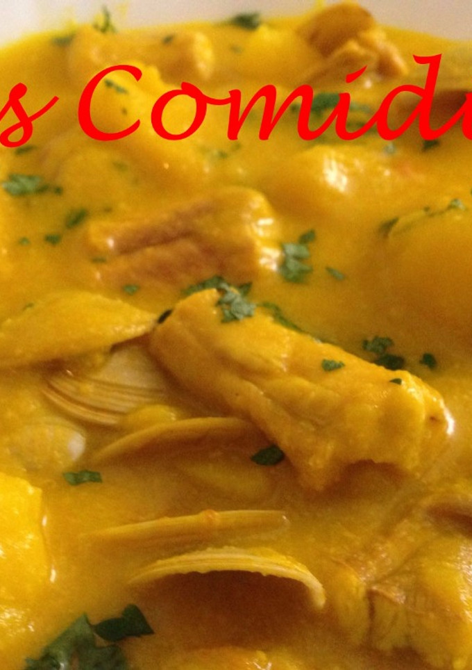 Una foto de Cazuela de patatas con pintarroja y almejas