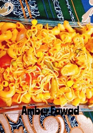 A picture of Chicken macaroni Maggi Shashlik.