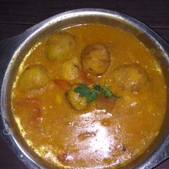 Besan aloo dum (gram flour potato dum) A picture of Besan aloo dum (gram flour potato dum).