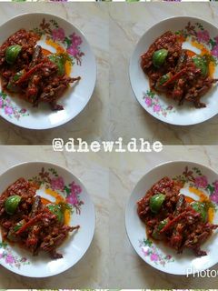Foto resep Sambel klothok, sambel gèrèh, sambel ikan asin + terong bulat