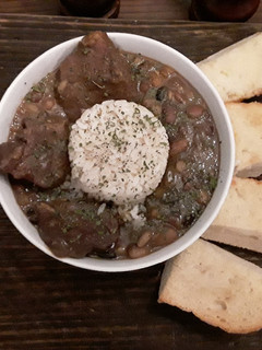 A picture of 15 bean soup with pork.
