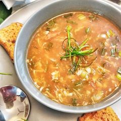 A picture of Hot n sour soup.