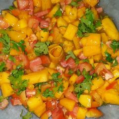 A picture of Tri color mango salsa.