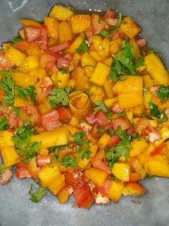 A picture of Tri color mango salsa.