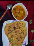 Triangle methi khasta paratha with aloo tamater sabji