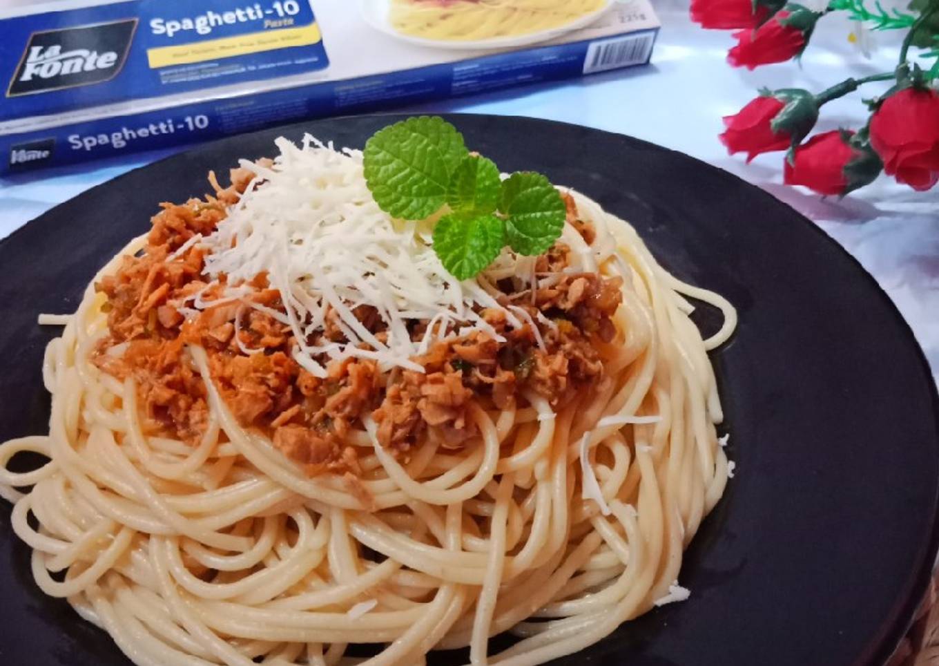 Spaghetti Toping Ayam kecap