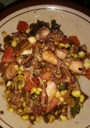 Foto resep Cumi asin lada hitam jagung manis simpel