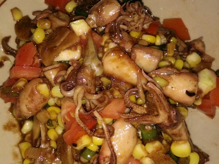 Cara Mudah Membikin Resep  Cumi asin lada hitam jagung manis simpel yang Sempurna, Bisa Manjain Lidah