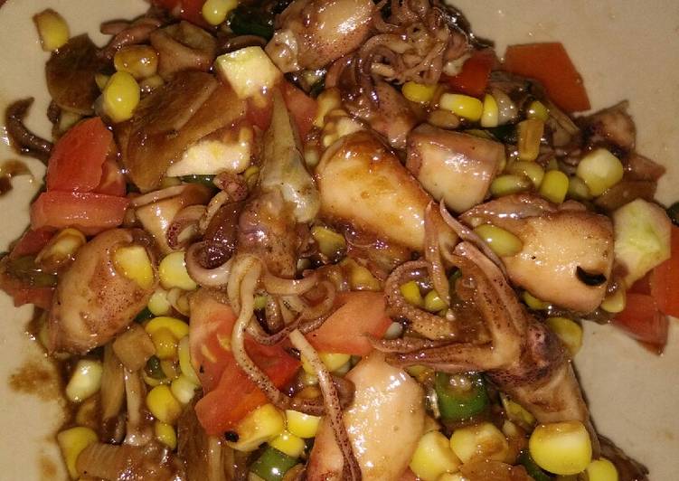 Resep Cumi asin lada hitam jagung manis simpel yang simpel