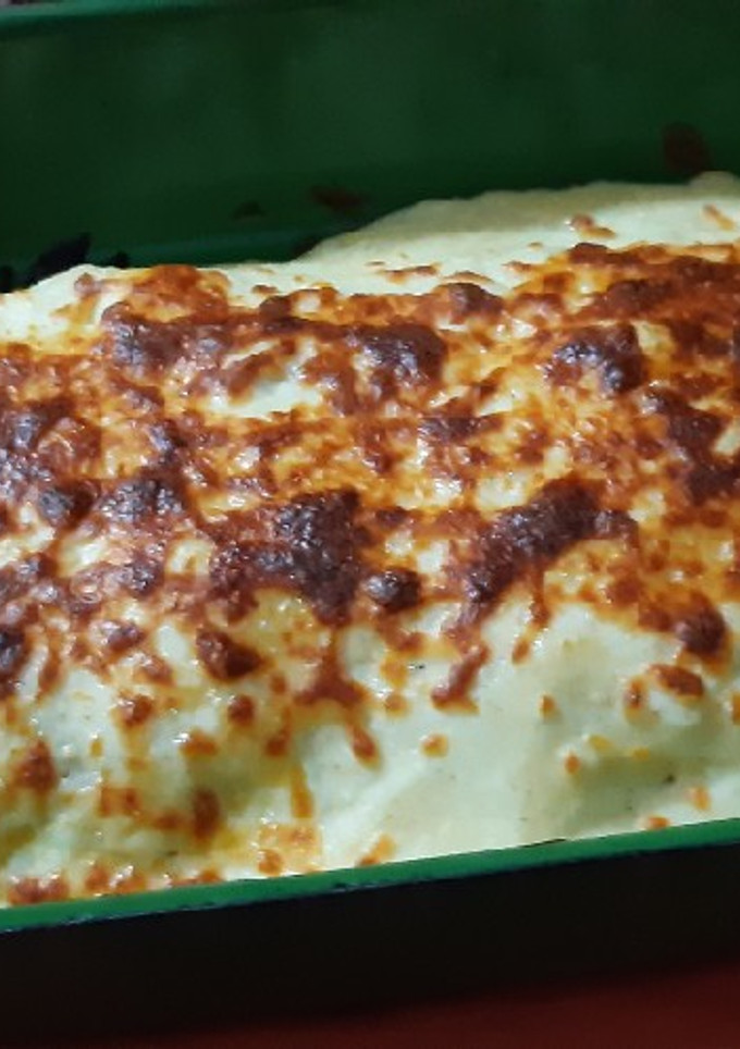 Una foto de Lasaña de champiñones y langostinos