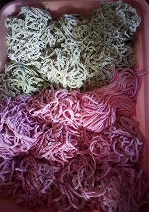 Foto resep Mie telor buah naga dan bayam