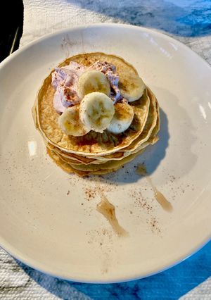 Una foto de Desayuno-Pancakes de coco saludable 🥞