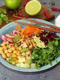Poke de garbanzos y Heura