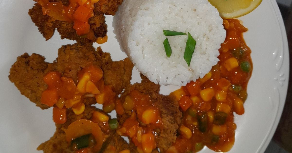 Ayam crispy saos jagung asam manis pedas
