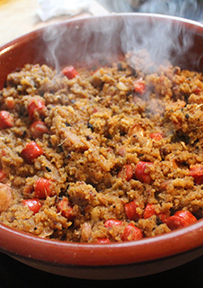 Una foto de Migas con chistorra y tocino
