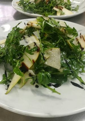 A picture of Rocket and pear salad.