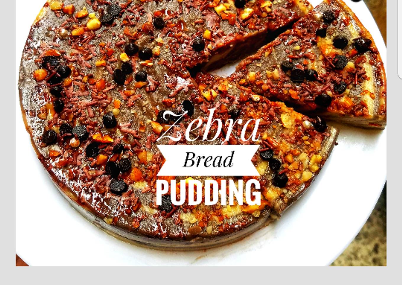 Zebra bread pudding