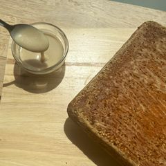 Sweet tahini glaze for cakes A picture of Sweet tahini glaze for cakes.