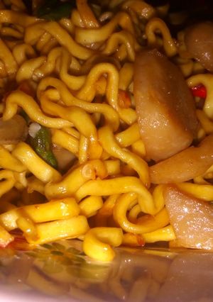 Foto resep Mie oseng bakso pedas manis