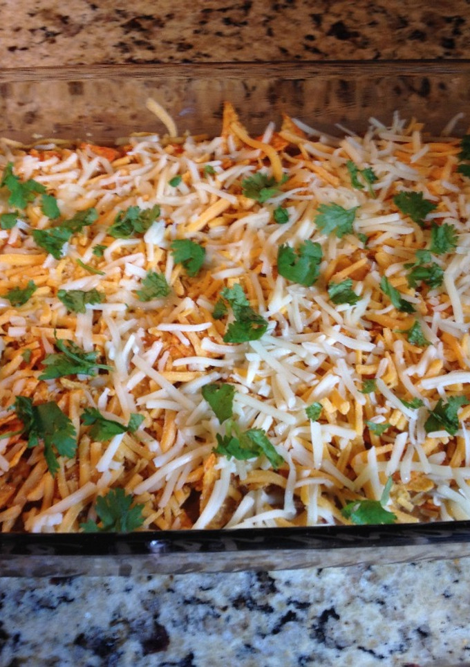 A picture of Nacho Cheese Dorito Casserole.