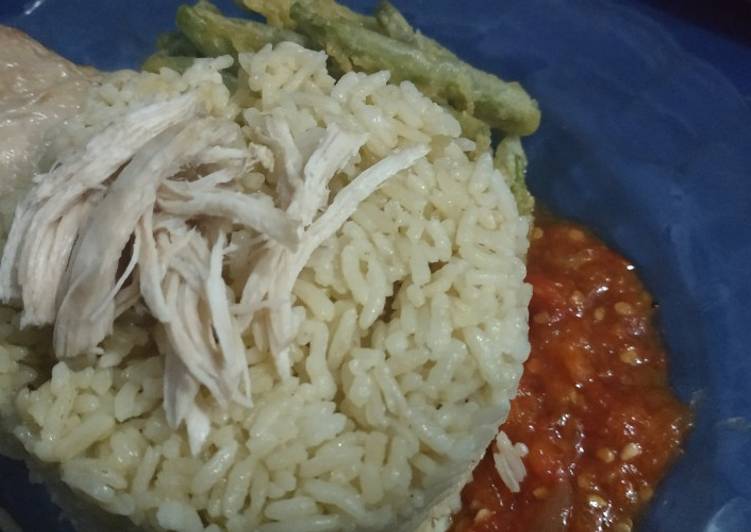 Cara Gampang Menyiapkan Nasi Ayam Hainan Singapore with Crunchy Baby Buncis Anti Gagal