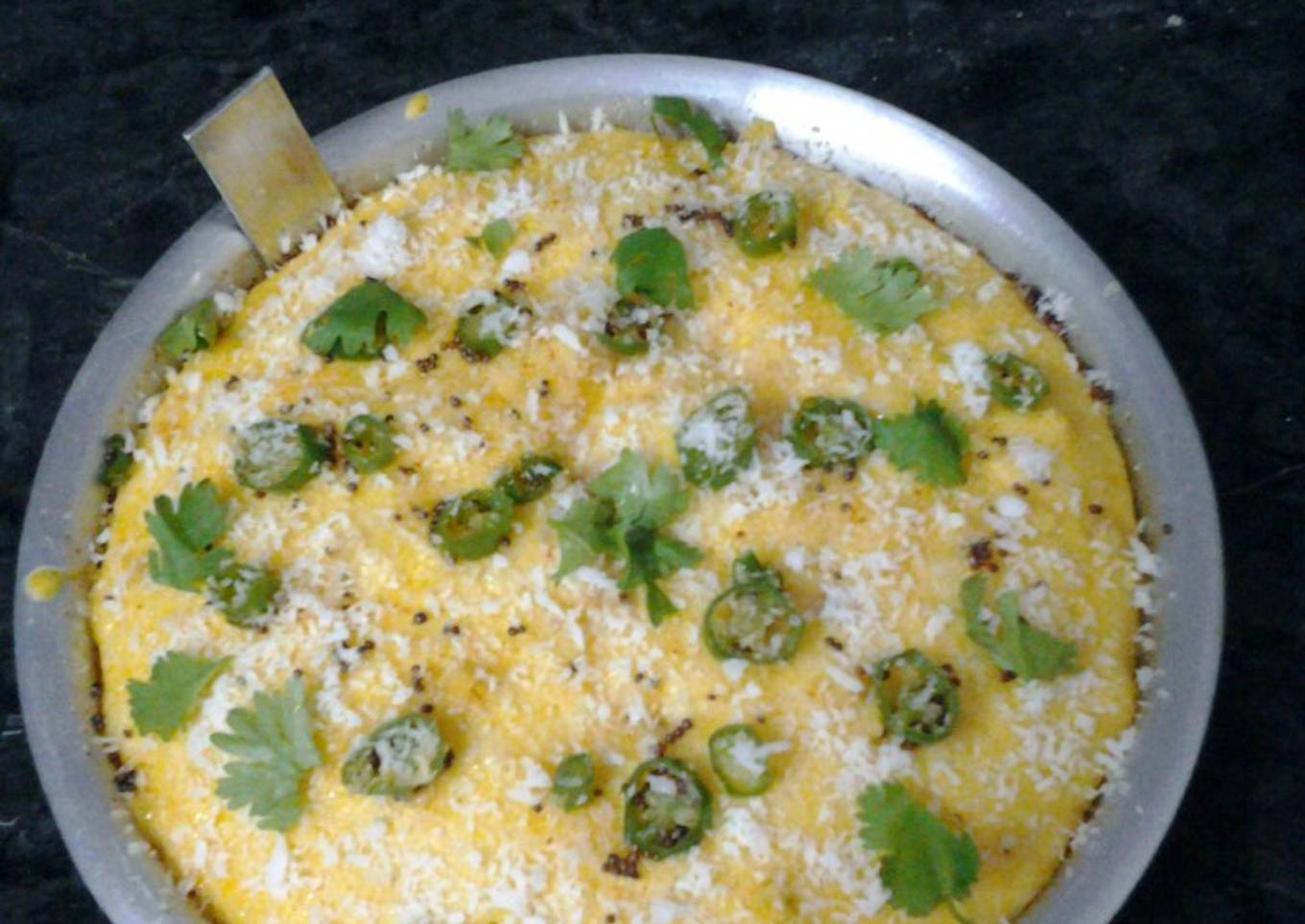 Mango flavour sponge dhokla