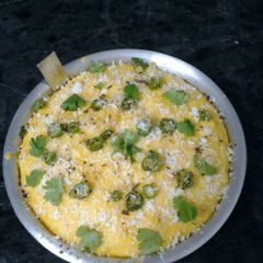 A picture of Mango flavour sponge dhokla.