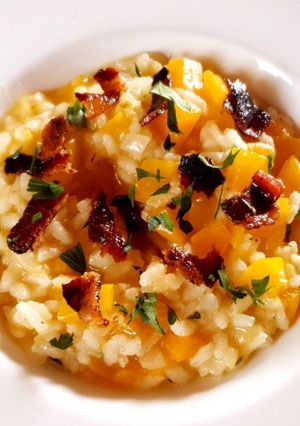 Foto di Risotto alla zucca e pancetta caramellata al miele 🥓🍯