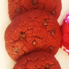 Red velvet cookies using beetroot A picture of Red velvet cookies using beetroot.