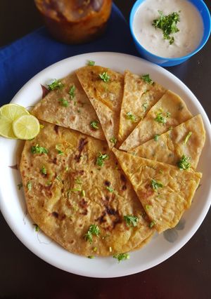 A picture of Aloo Paratha/ Potato Paratha.