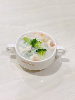 Foto resep Bubur nasi putih sayur dan daging ayam