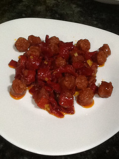 Una foto de Chistorra con pimientos del piquillo