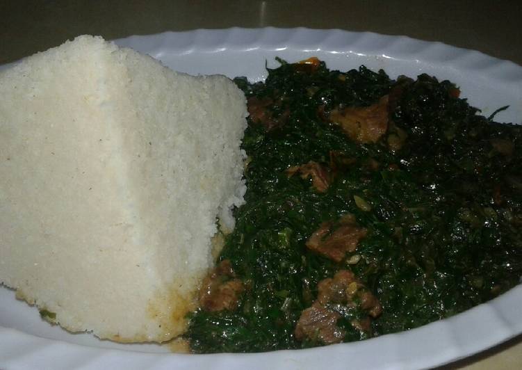Ugali/ beef spinach