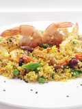 Quinoa allo zafferano con mazzancolle allo zenzero