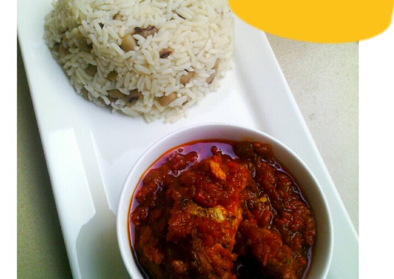 Rice and beans with chicken stew Recipe by HALIMA MU'AZU aka Ummeetah