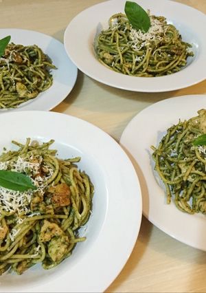 Foto resep Rosemary Chicken Pesto Spaghetti 